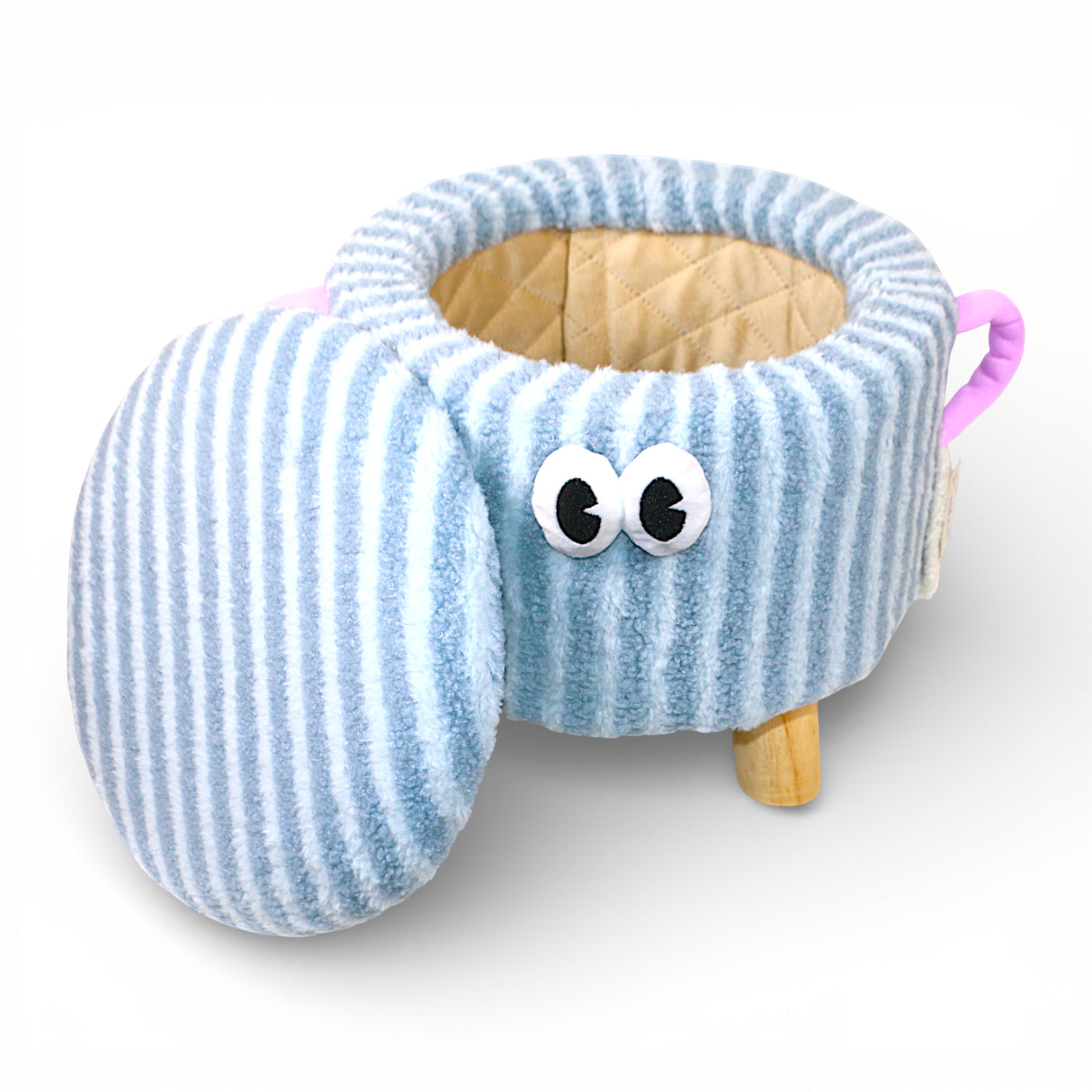 decorative stuff stool & storage box round light blue