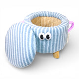 decorative stuff stool & storage box round light blue