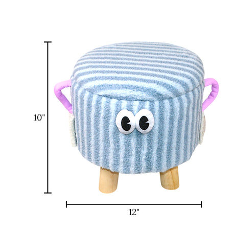 decorative stuff stool & storage box round light blue