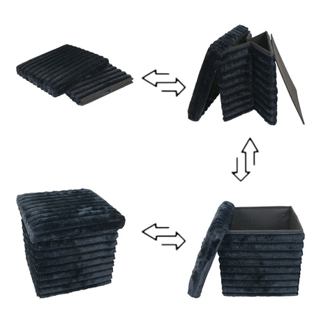 stuff stool square foldable & storage box black