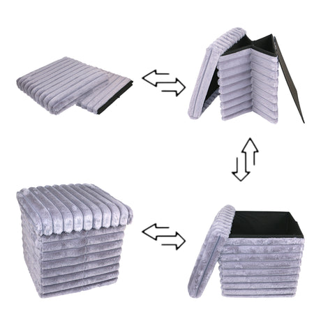 stuff stool square foldable & storage box grey