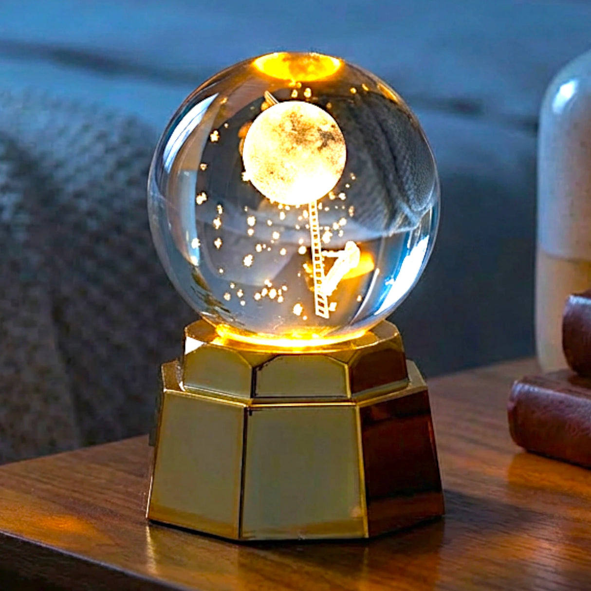 3d crystal moveable globe golden base china