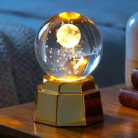 3d crystal moveable globe golden base china