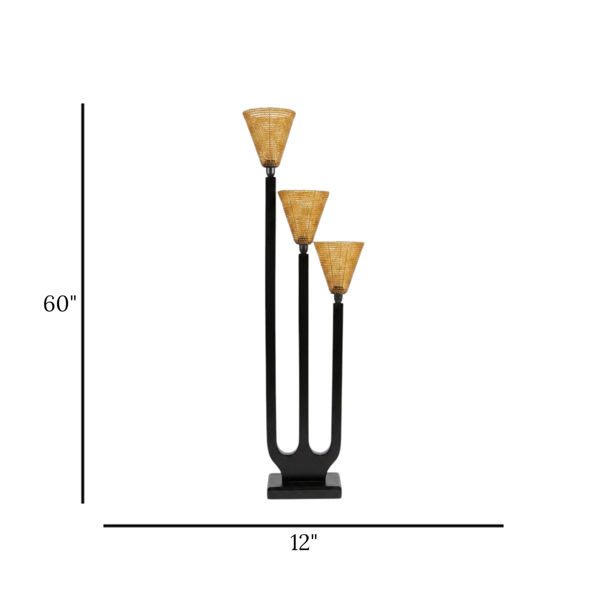 floor lamp wood triple arm u shaped 60''x12''
