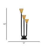 floor lamp wood triple arm u shaped 60''x12''
