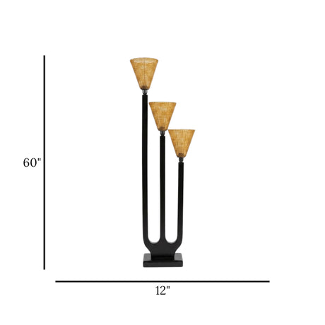 floor lamp wood triple arm u shaped 60''x12''