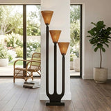 floor lamp wood triple arm u shaped 60''x12''