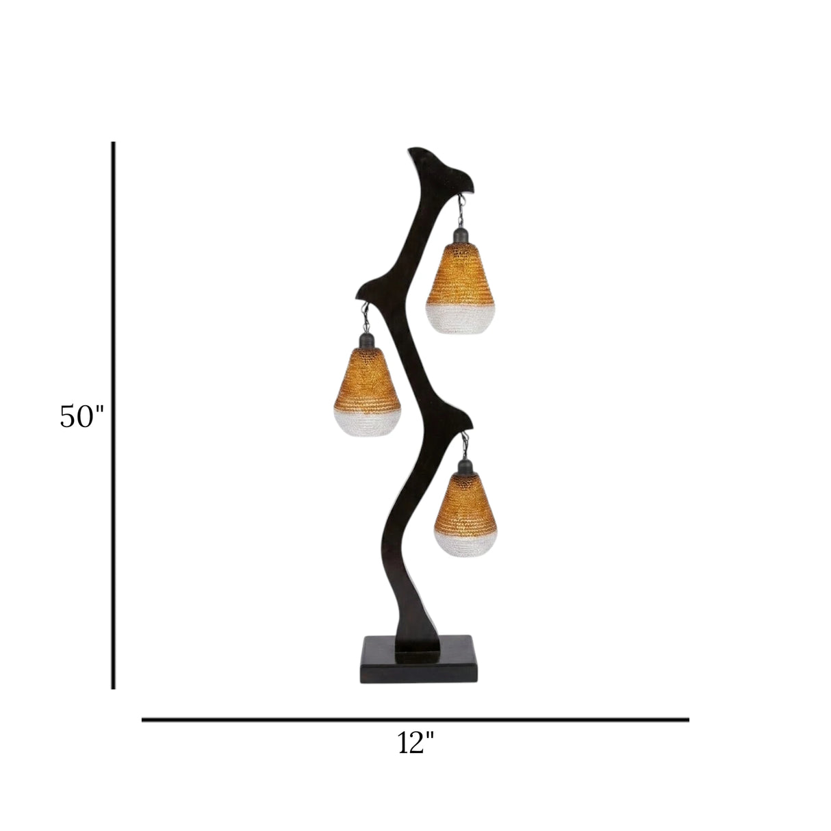floor lamp wood branch shaped with 3 holder 50''x12''