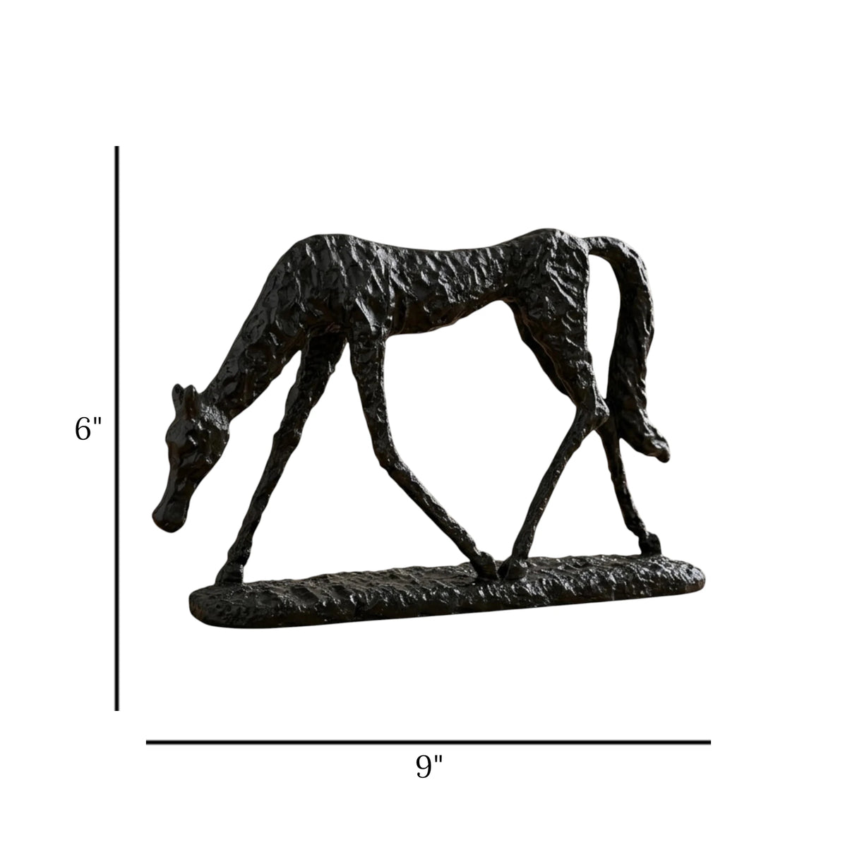statue horse sculpture black 6"x9" china