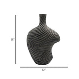 decorative asymmetric wave textured vase ceramic black color 12"x18" china
