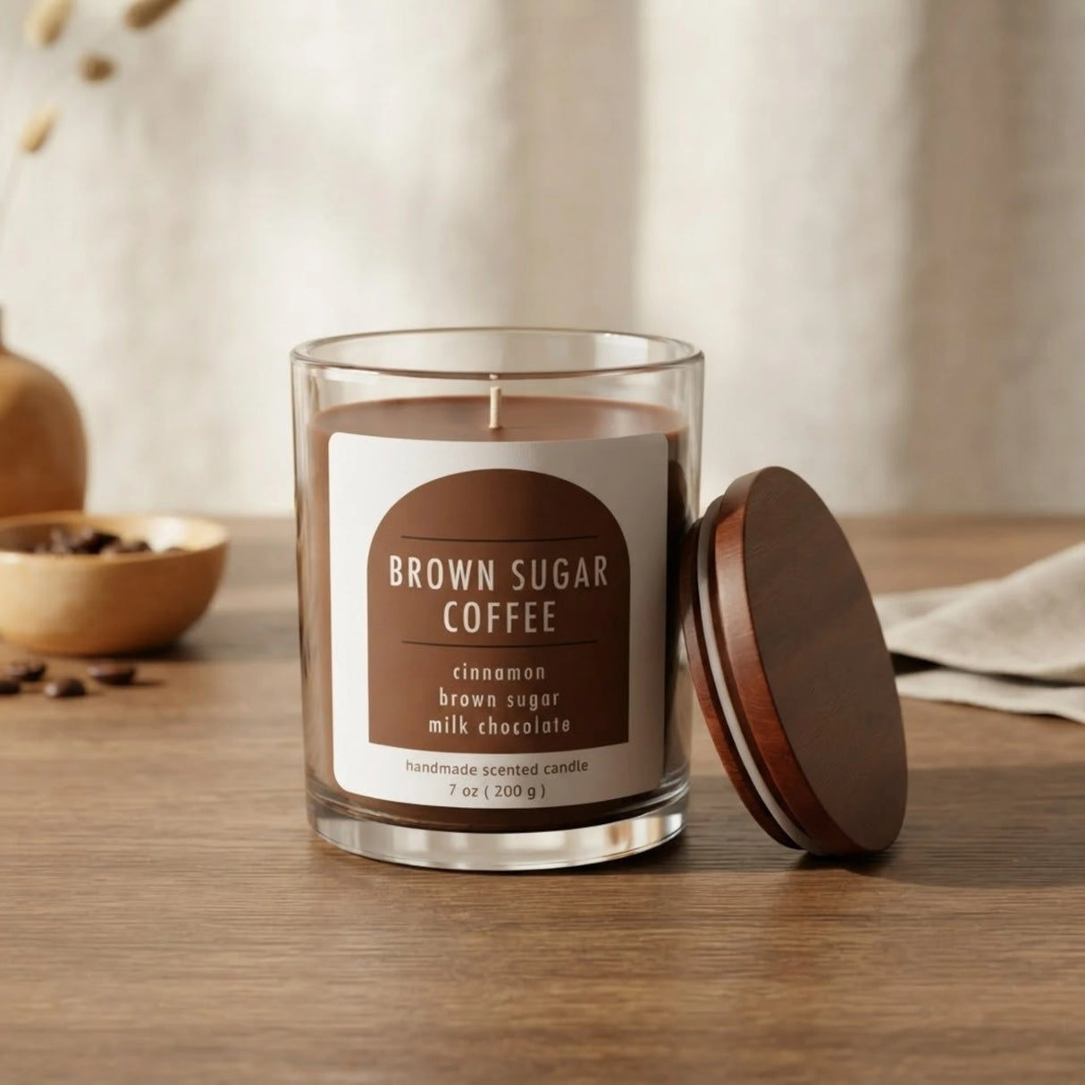 scented wax candle jar brown sugar 4"x3" china