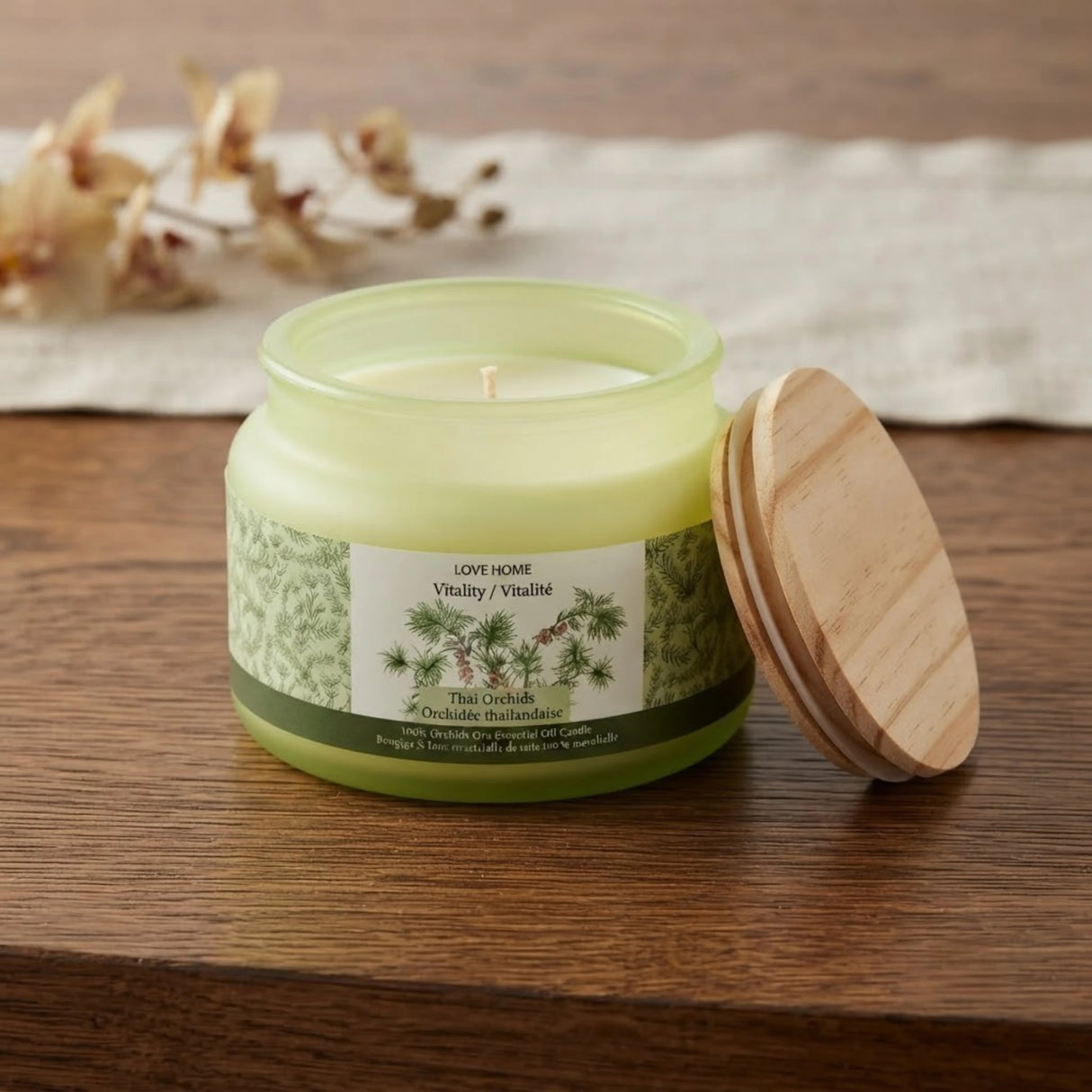 scented wax candle glass thai orchids 3''x4'' china