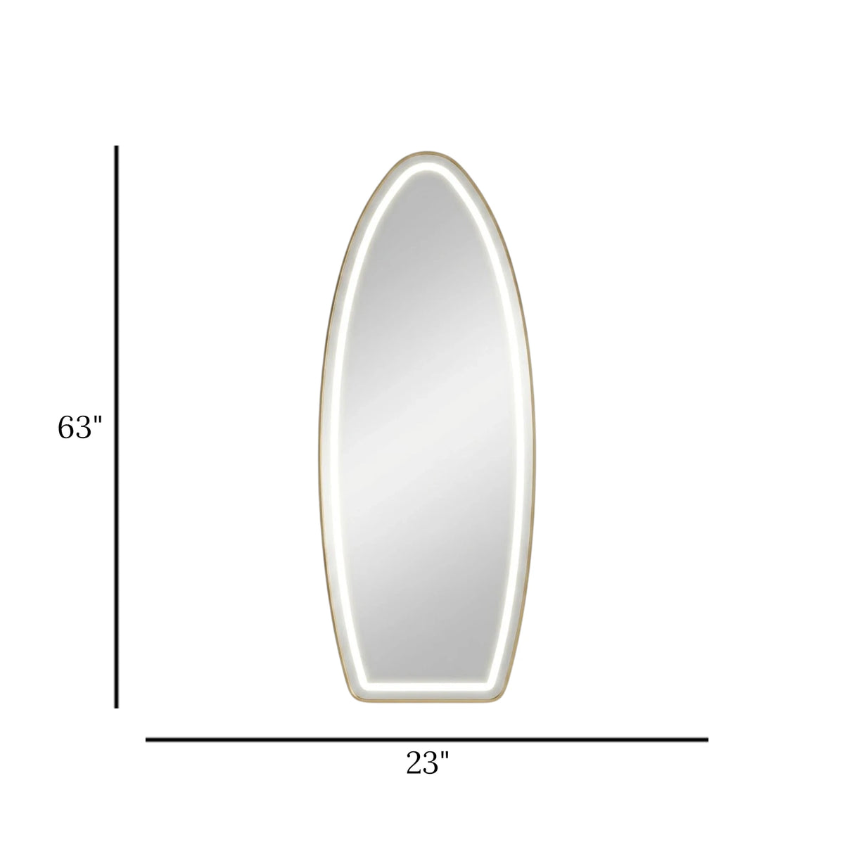led standing mirror oval 63''x23'' china