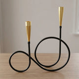 metal abstract candle holder 2-s black & golden china