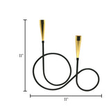 metal abstract candle holder 2-s black & golden china