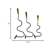 twisted candle holder 3pc set black & golden china