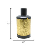 decorative metal vase textured black & golden small china