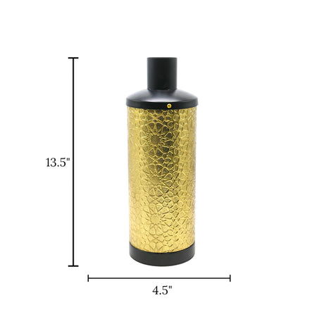 decorative metal vase textured black & golden large china