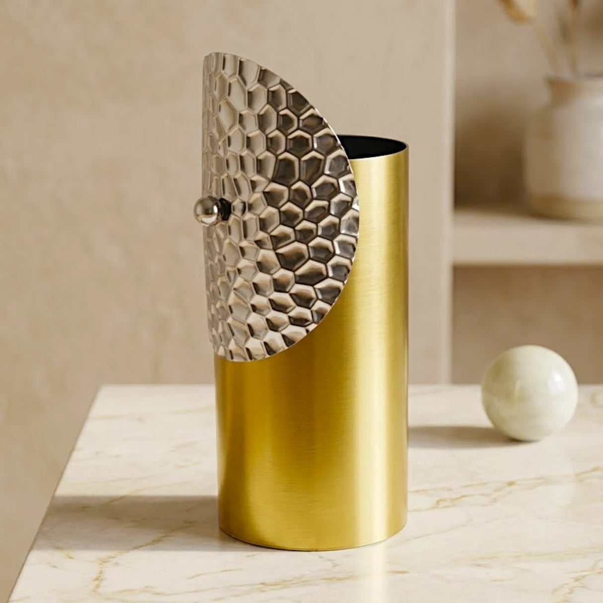 decorative metal vase with textured silver honeycomb small china