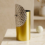 decorative metal vase with textured silver honeycomb small china