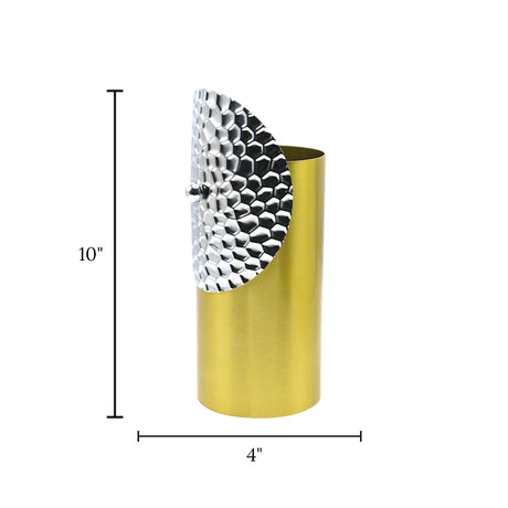 decorative metal vase with textured silver honeycomb small china