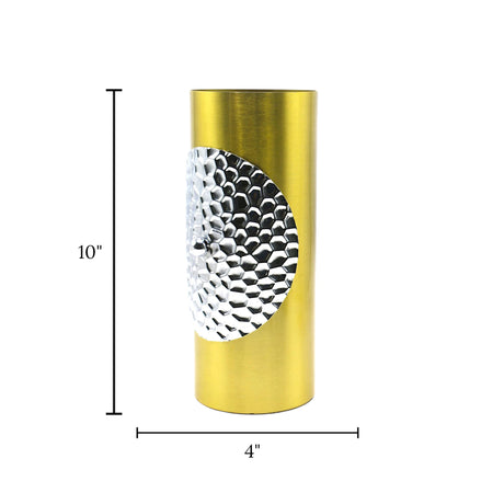 decorative metal vase with textured silver honeycomb medium china