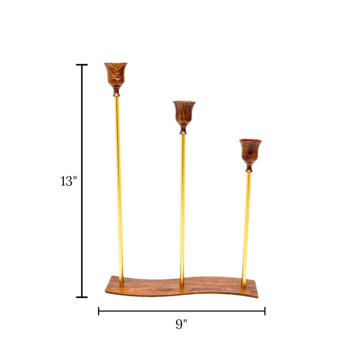 metal candle stand 3s wavy base brown & golden china