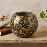 decorative fiber bowl antique golden small 9"x7''