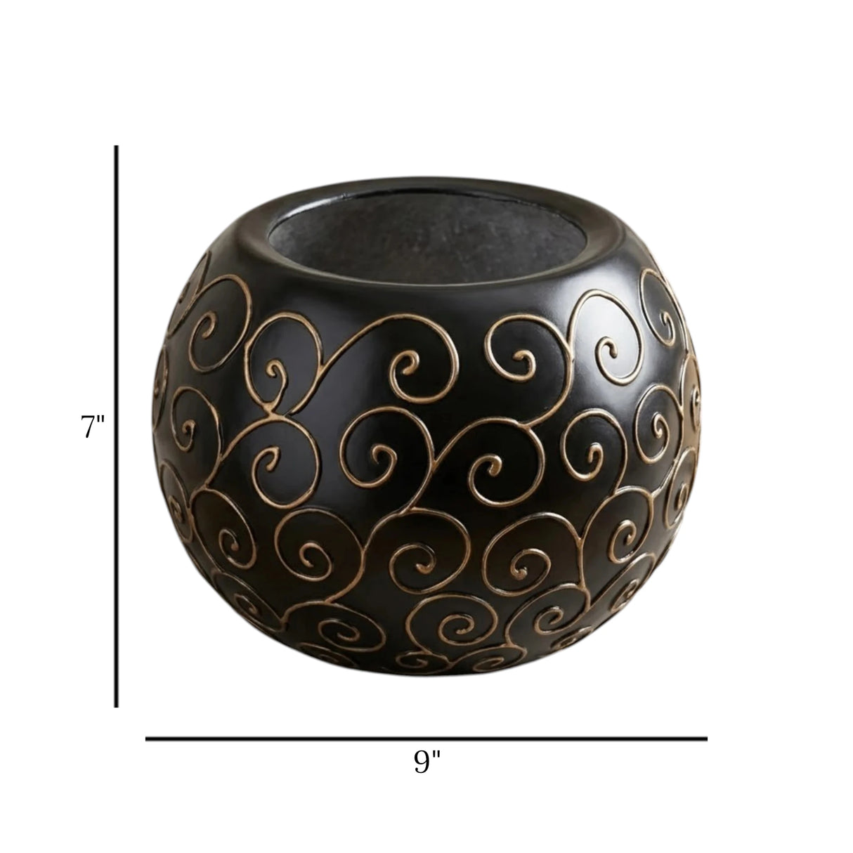 decorative fiber bowl black small 9''x7''