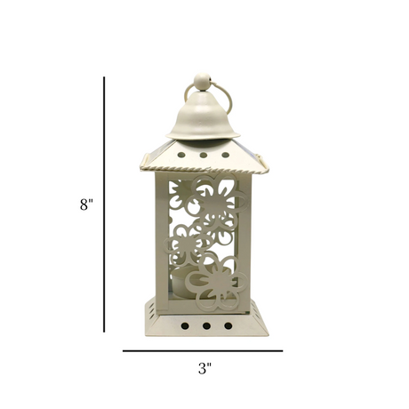 decorative metal hanging lantern off white china