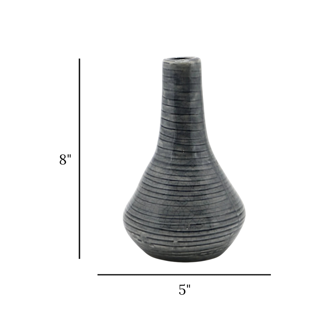 ceramic vase surahi grey 8"x5" china