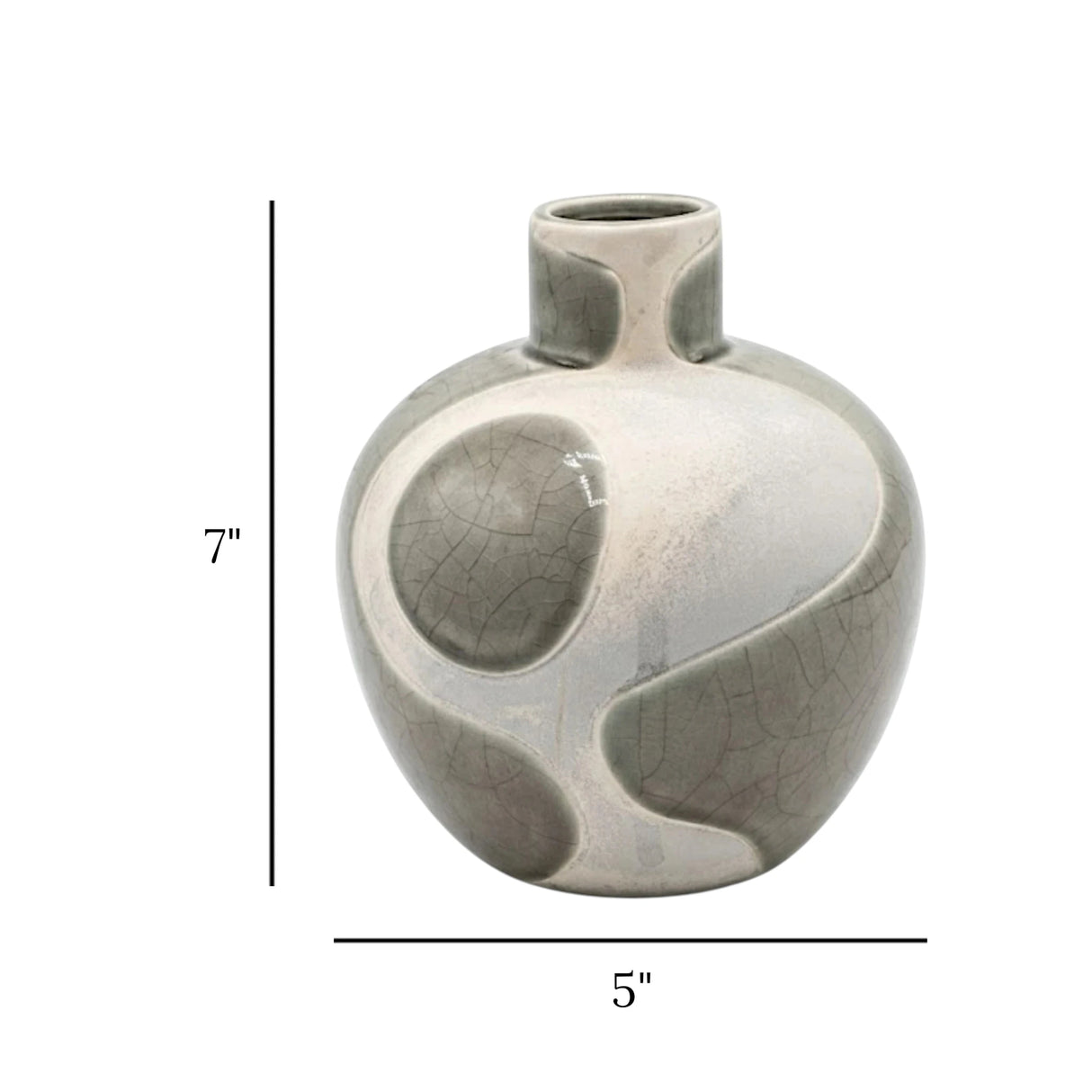 ceramic vase textured abstract grey 7"x5" china