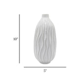ceramic vase embosed textured wavy lines white 10"x5" china