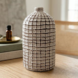 ceramic vase textured white 11"x6" china