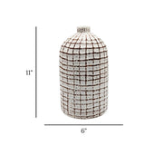 ceramic vase textured white 11"x6" china