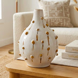 decorative ceramic vase doted white & brown 8''x5" china