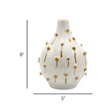 decorative ceramic vase doted white & brown 8''x5" china