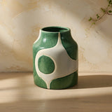 ceramic vase textured abstract green 6"x6" china