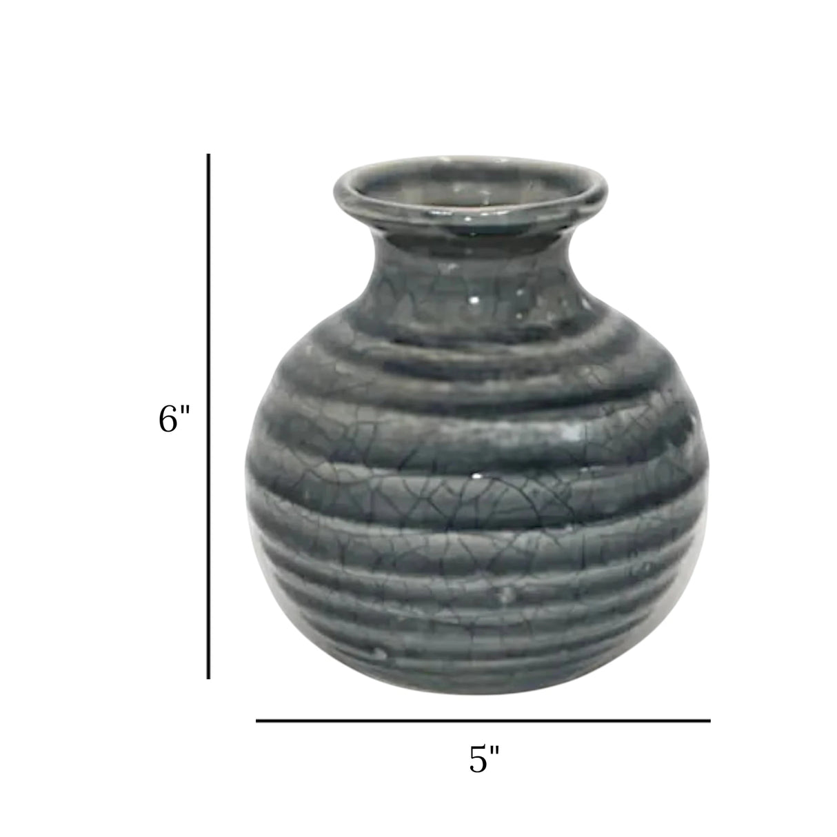 ceramic vase studio pottery gray small 6"x5" china