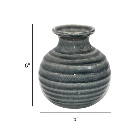 ceramic vase studio pottery gray small 6"x5" china