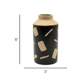 ceramic vase embosed textured black & brown small 8"x5" china