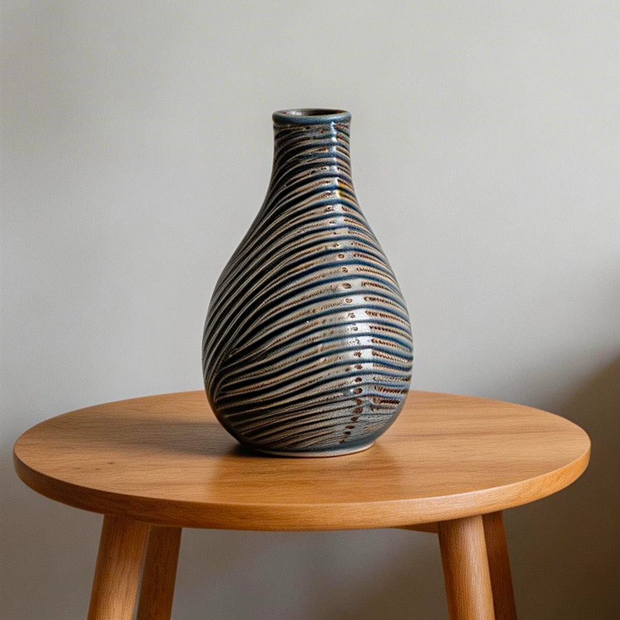 ceramic vase textured grey 8"x5" china