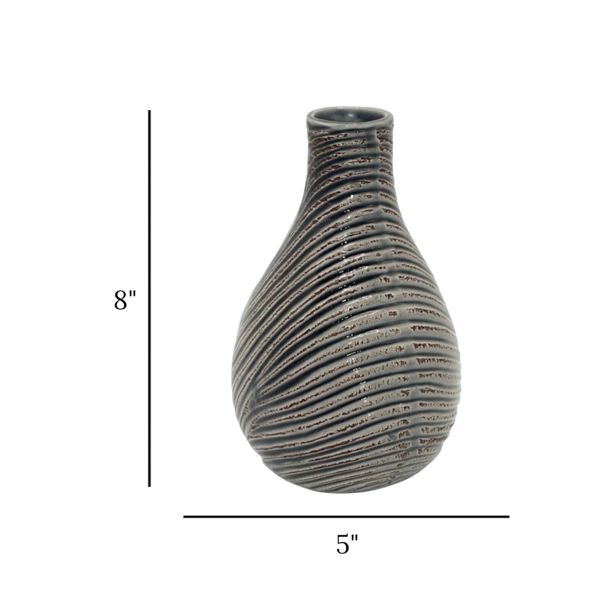 ceramic vase textured grey 8"x5" china