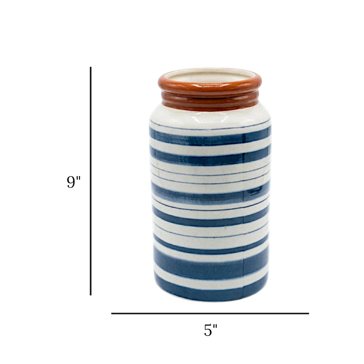 ceramic vase white & blue 9"x5" china