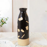 ceramic vase textured black & brown large 11''x5" china