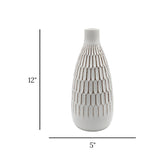 ceramic vase textured white 12"x5" china