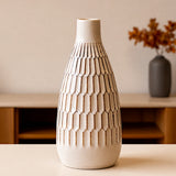 ceramic vase textured white 12"x5" china