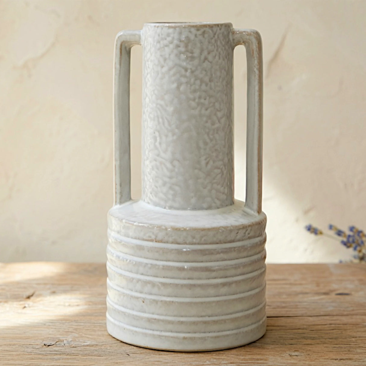 ceramic vase embosed textured white 8"x4" small china