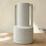 ceramic vase embosed textured white 8"x4" small china