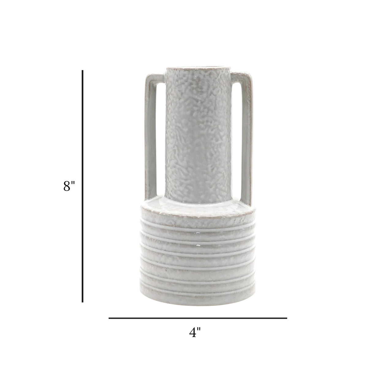 ceramic vase embosed textured white 8"x4" small china